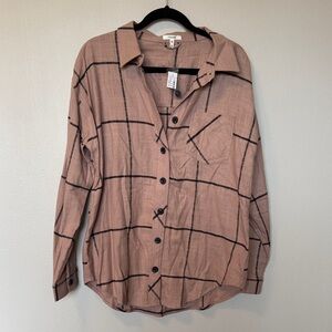 Maurices NWT Mauve Plaid Button-Up Shirt